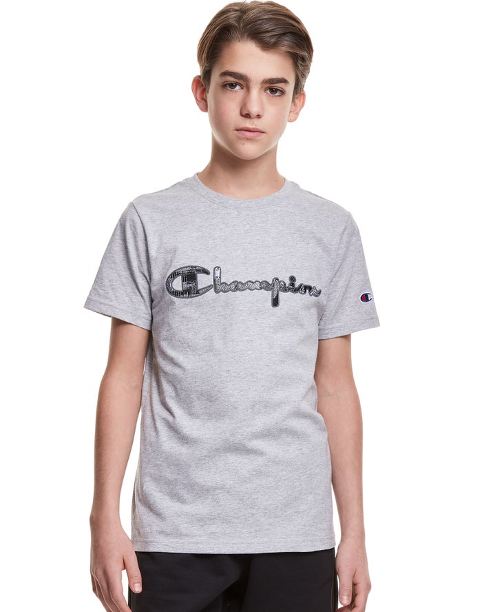 Champion T-Shirt Jongens - Grijs - Tonal Applique Logo ( 378120-STE )